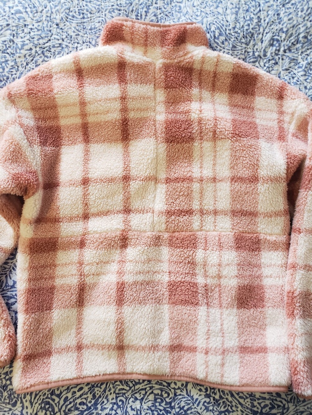 North Face Kids Pink Plaid Sherpa Jacket - Cozy Full-Zip XL - Picture 8 of 11